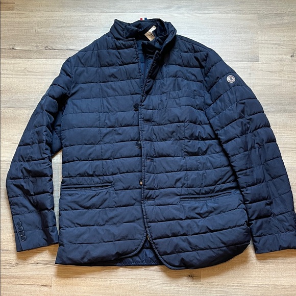 Serge Blanco Men's Quilted Puffer Jacket - Navy Blue - Picture 1 of 9
